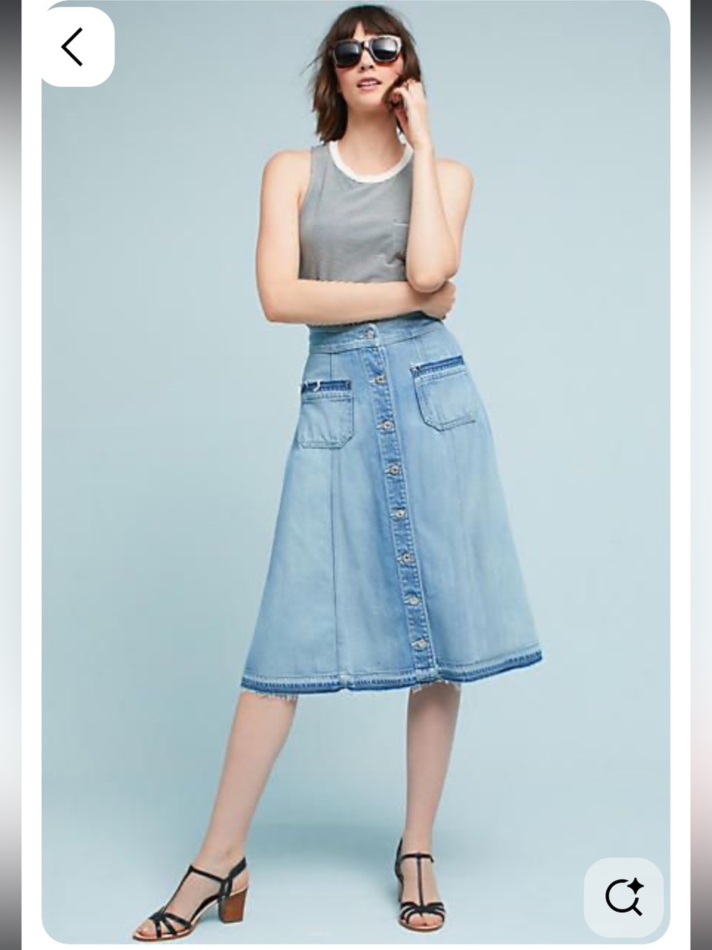 7 for All Mankind Lightwash A-Line Bohemian Retro Button Down Denim Skirt 25